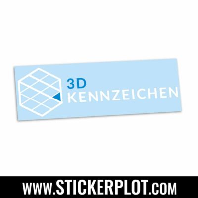 Sticker 3D-Kennzeichen - Schwarz - BlauSticker 3D-Kennzeichen - Weiß - Blau